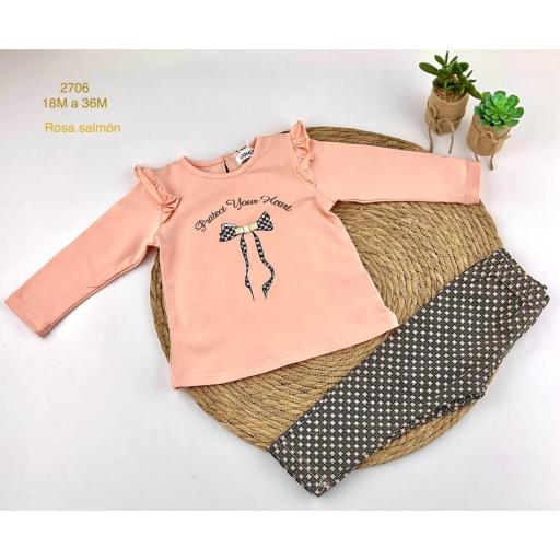 Conjunto 2 piezas bebe niña malla y camiseta 