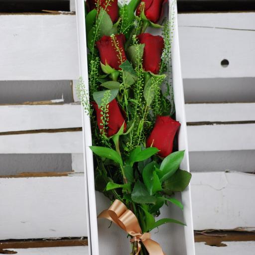 Ramo 6 rosas en caja de cartón ecosostenible