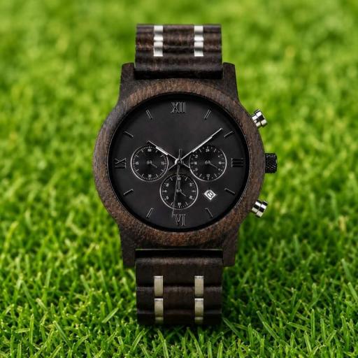 Reloj de madera Dark Silver - Hombre [0]
