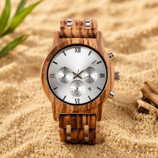 Reloj de madera Oak Silver - Hombre [0]