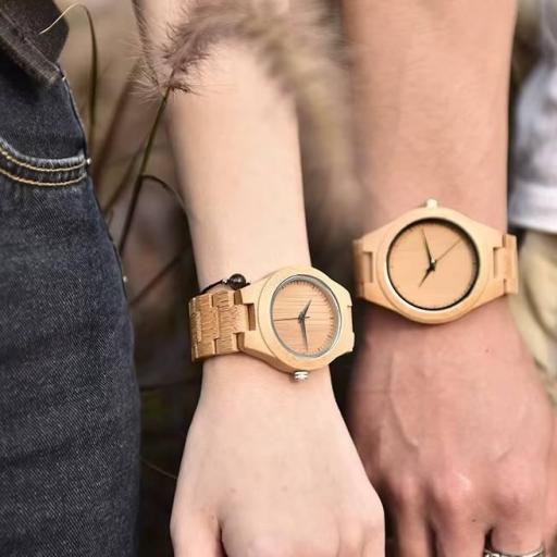 reloj de madera de bambu unisex [3]