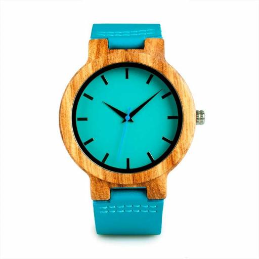 Reloj de madera Blue Zebra – Unisex	 [0]