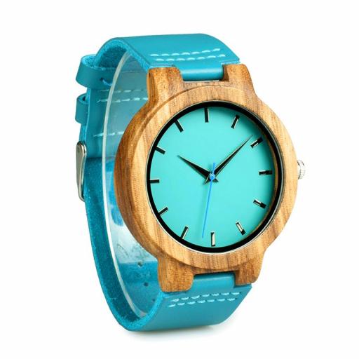 Reloj de madera Blue Zebra – Unisex	 [1]