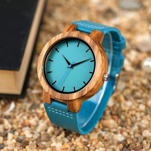 Reloj de madera Blue Zebra – Unisex	 [2]