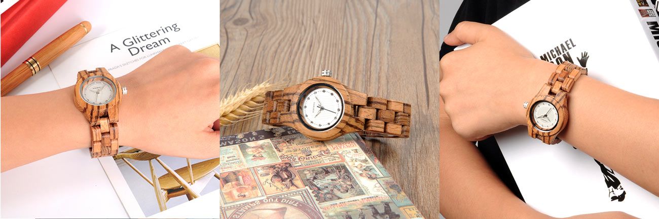 relojes en madera para mujer