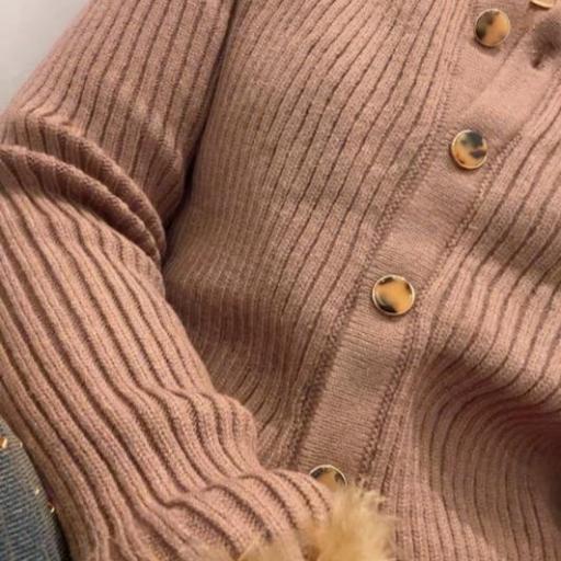 Cárdigan canalé pelo Rosa Nude Nekane. [2]