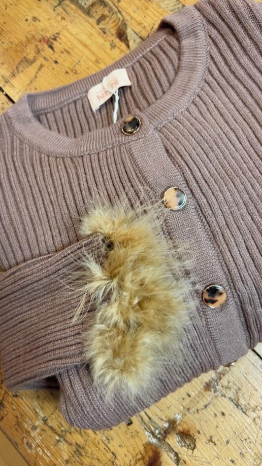 Cárdigan canalé pelo Rosa Nude Nekane.