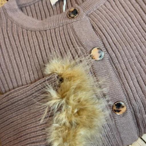 Cárdigan canalé pelo Rosa Nude Nekane. [0]