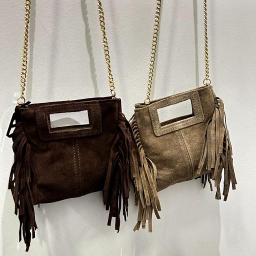 Bolso ante Cuadrado flecos.  [2]