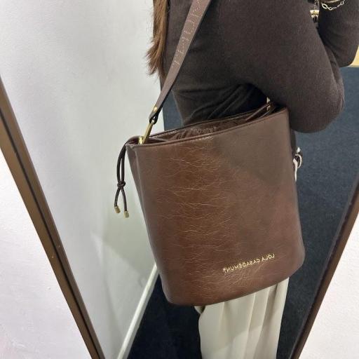 Bolso Shopper piel textura Marrón Lola Casademunt.  [0]