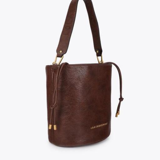Bolso Shopper piel textura Marrón Lola Casademunt.