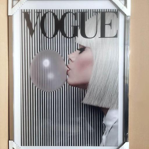 Cuadro con lámina de Portada Revista Vogue, Marco color Níquel. [2]