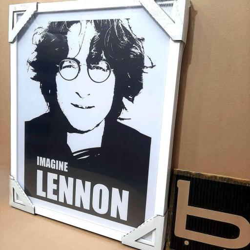 Cuadro con lámina de John Lennon Poster Imagine, Marco color Blanco. [2]