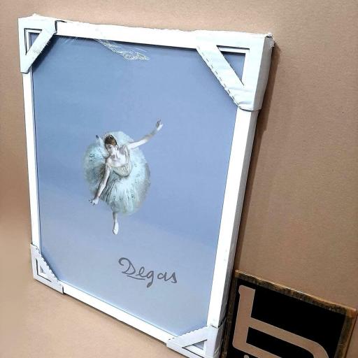 Cuadro en lámina de Degas La Estrella Impresionismo, Interiorismo clásico, bailarina, danza, ballet, Marco color Blanco. [2]