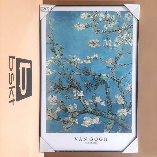 Cuadro enmarcado, marco negro, Van Gogh, Almendro en flor [0]
