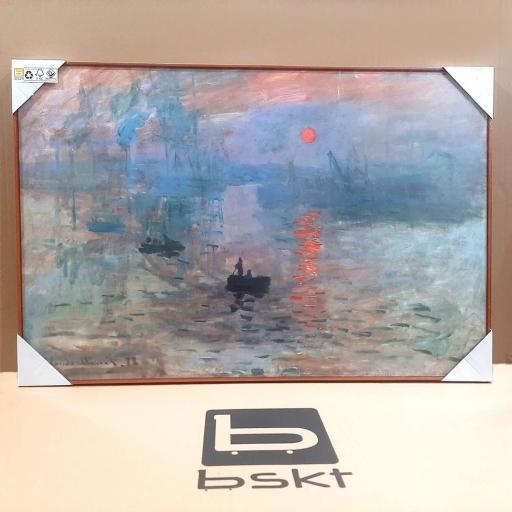 Lienzo enmarcado en madera color Nogal claro Sol Naciente, Claude Monet, Impresionismo [2]