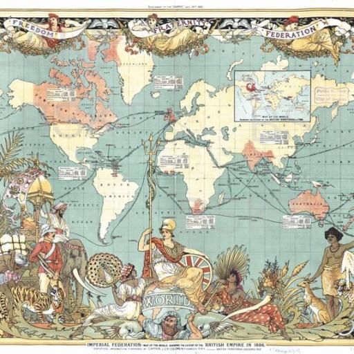 Cuadro en lienzo mapamundi británico [0]