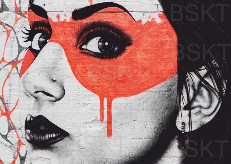 Cuadro en lienzo graffiti máscara chica