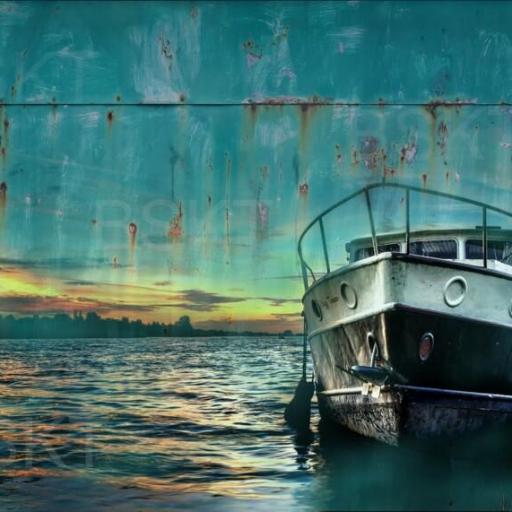 cuadro barco oxidado marino