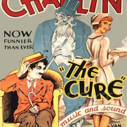 Cuadro en lienzo película cine mudo Chaplin The cure [0]
