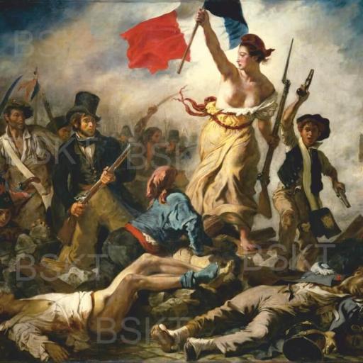 Cuadro en lienzo cuadrado La libertad guiando al pueblo Delacroix [0]