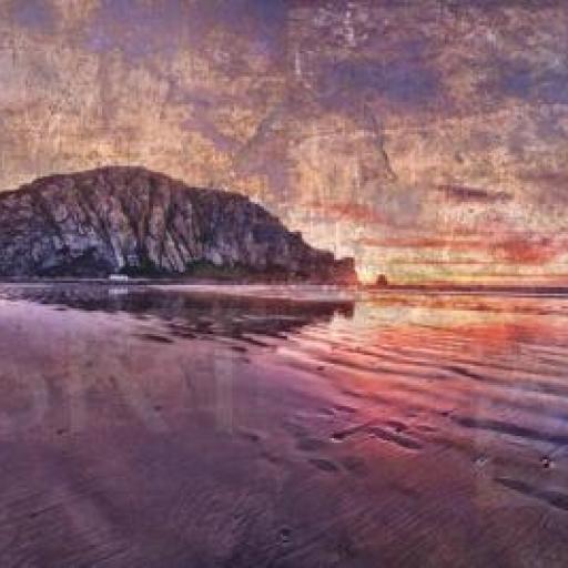 Cuadro en lienzo alargado paisaje rocas mar [0]