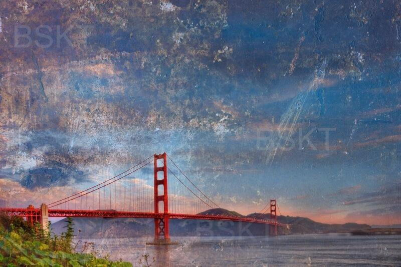 Cuadro en lienzo canvas Golden Gate vintage 