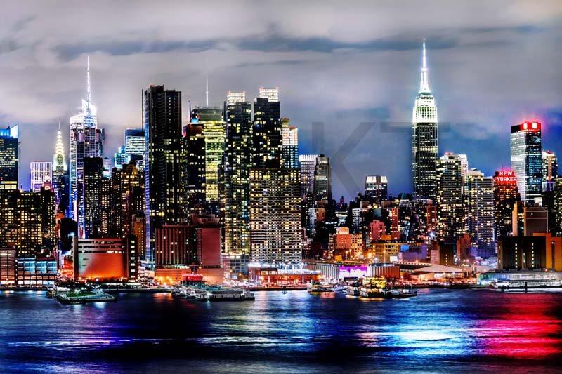 Cuadro en lienzo ciudad de Nueva York vista nocturna