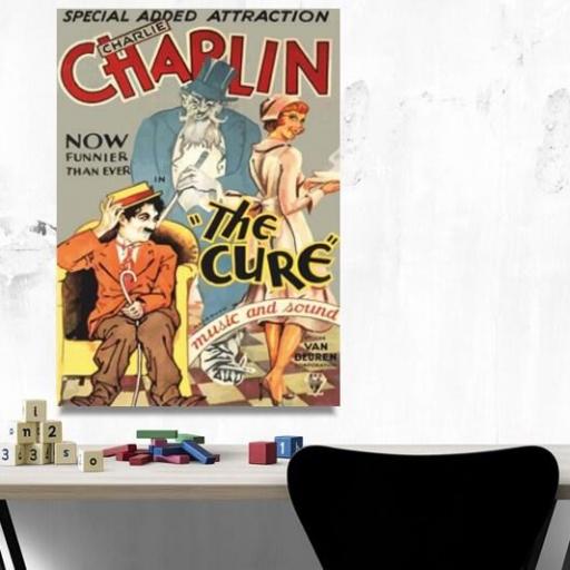 Cuadro en lienzo película cine mudo Chaplin The cure [1]