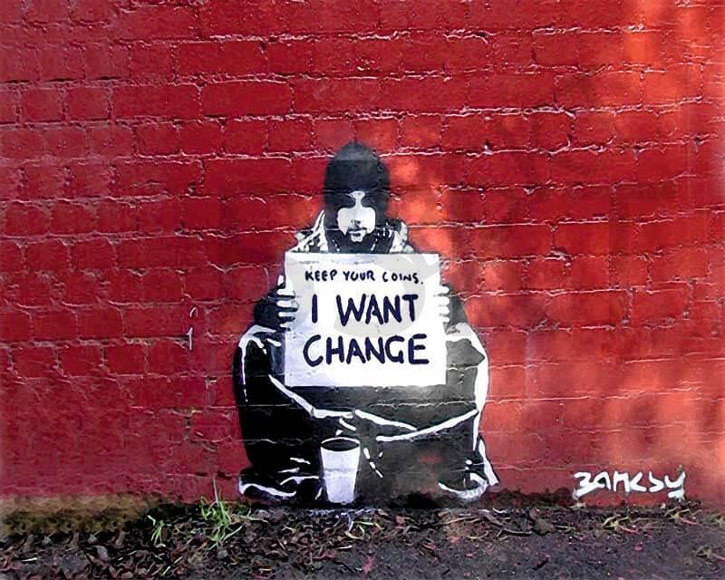Cuadro en lienzo Bansky graffiti I want change