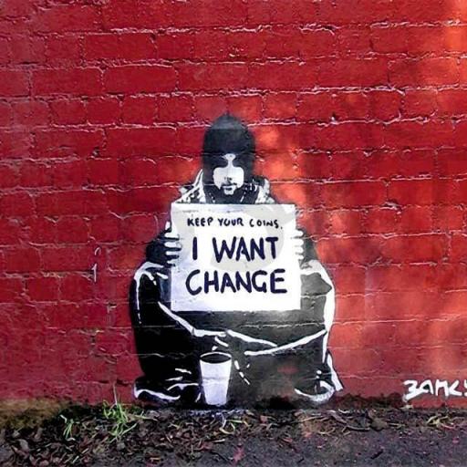 Cuadro en lienzo Bansky graffiti I want change [0]