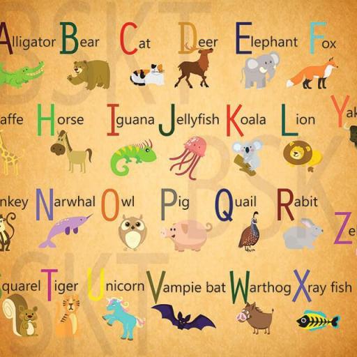 Cuadro lienzo para habitación de niños alfabeto animales abecedario [0]