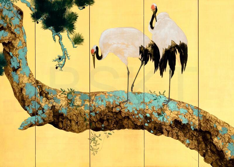 Cuadro en lienzo decorativo arte japonés clásico garzas