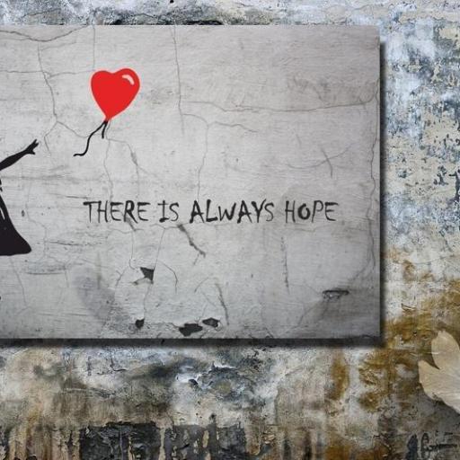 Cuadro en lienzo canvas Banksy graffiti there is always hope, niña globo, girl with balloon [1]