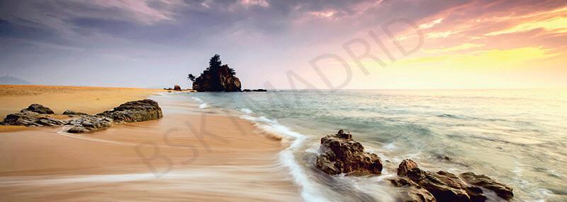 Cuadro en lienzo XXL alargado cabecero Bora Bora playa paradisíaca 