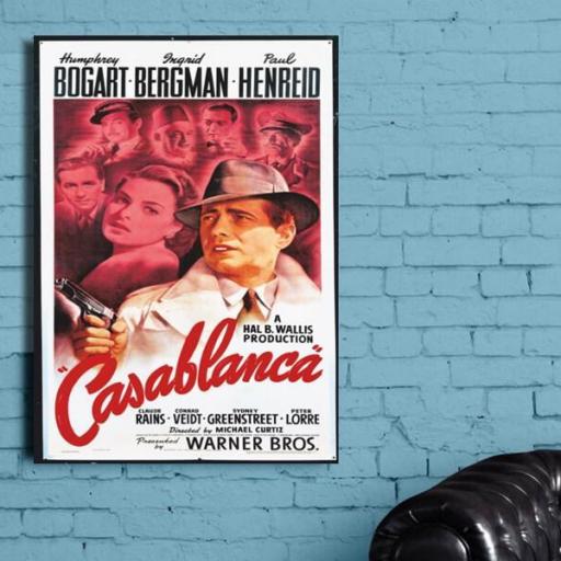 Cuadro en lienzo cuadrado cartel póster película cine Casablanca [1]