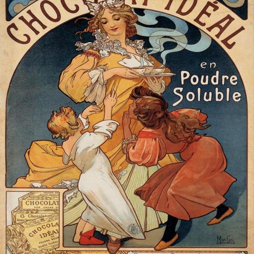 Cuadro en lienzo anuncio publicitario vintage, Compañía francesa chocolate y Te. [0]