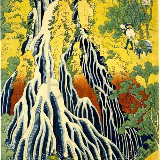 Cuadro en lienzo Cascada grabado japonés antiguo