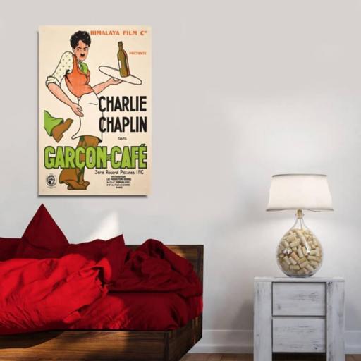 Cuadro en lienzo clásico Charlot Chaplin Garcon cafe [1]