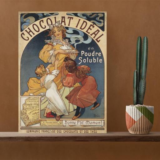 Cuadro en lienzo anuncio publicitario vintage, Compañía francesa chocolate y Te. [1]