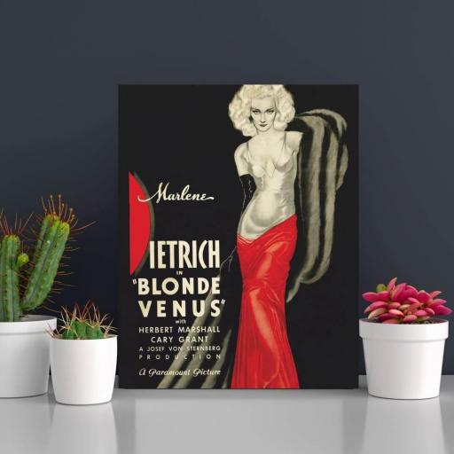 Cuadro en lienzo Cartel cine Clásico La Venus Rubia, Marlene Dietrich [1]
