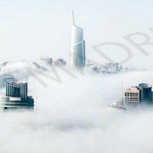 Cuadro en lienzo tamaño grande XXl decoración ciudad en la niebla