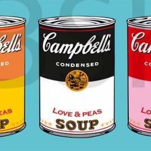 Cuadro en lienzo en alta resolución alargado Pop art estilo Warhol Campbell's
