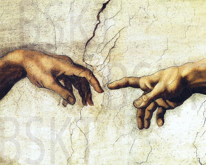 Cuadro en lienzo capilla sixtina vaticano creación manos adán Miguel Ángel