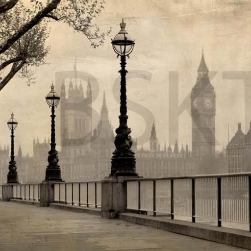 Cuadro en lienzo fotografía en blanco y negro Londres [0]