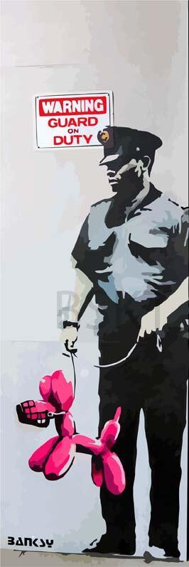 Cuadro en lienzo alargado Banksy guardia policia graffiti