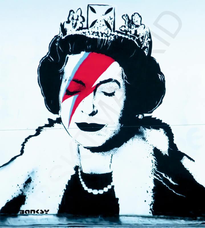 Cuadro en lienzo Graffiti Banksy Bowie Aladdin sane