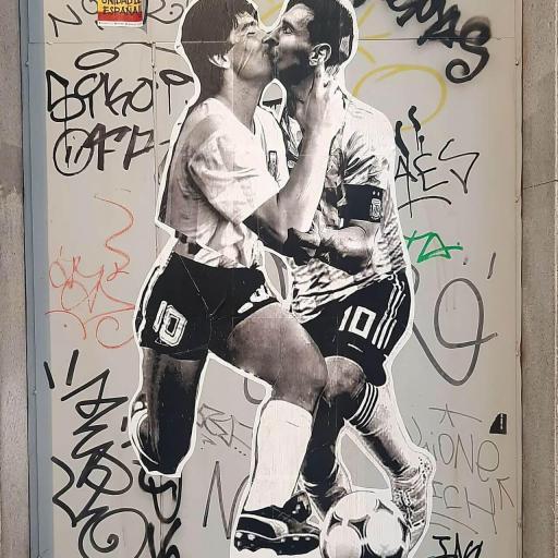 Cuadro en lienzo fútbol Maradona, Messi, Arte Urbano. [0]