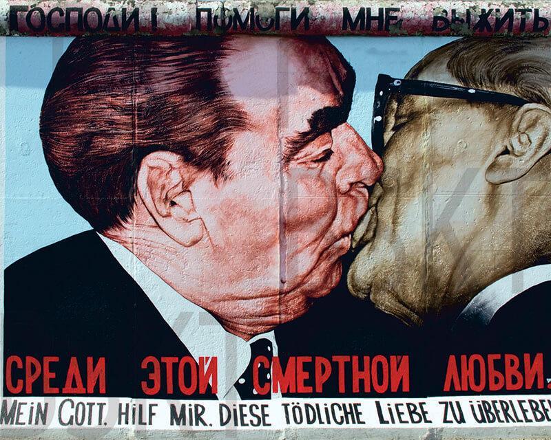 Cuadro en lienzo Honecker Breznev caida muro berlín graffiti