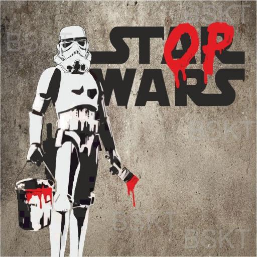 Cuadro en lienzo cuadrado graffiti stop wars [0]